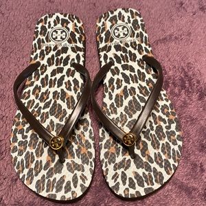 Tory Burch Leopard Print Flip Flops